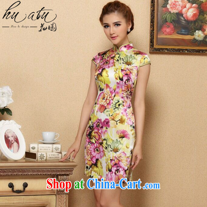 spend the summer, new female cheongsam Chinese Chinese improved, their noble sauna Silk Cheongsam daily Silk Cheongsam short as the color 2 XL, spend figure, online shopping