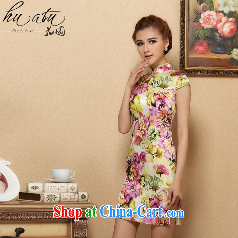 spend the summer, new female cheongsam Chinese Chinese improved, their noble sauna Silk Cheongsam daily Silk Cheongsam short as the color 2 XL, spend figure, online shopping