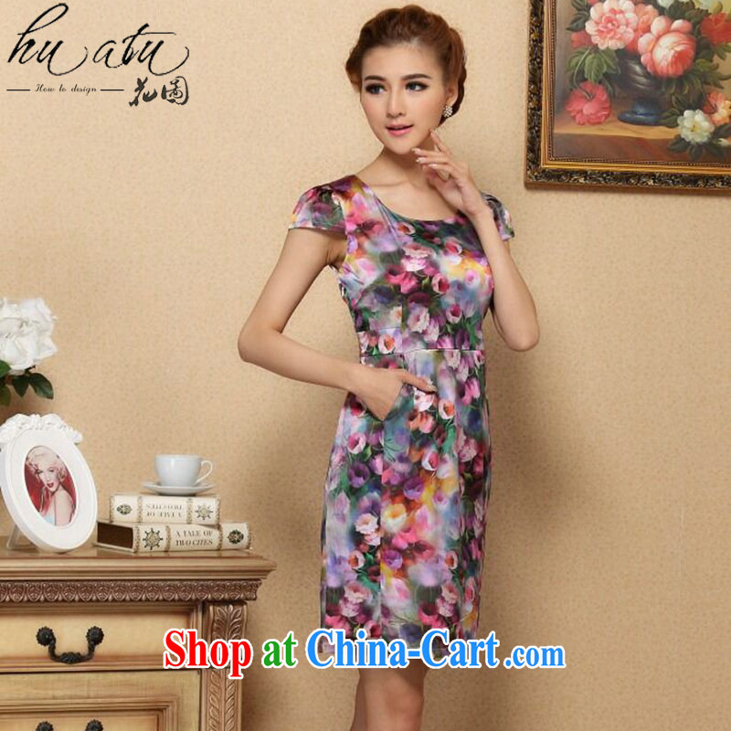 spend the summer, female cool the OSCE with AIDS, silk short-sleeved video thin dresses retro suit sauna Silk Cheongsam dress such as the color 2 XL, figure, and shopping on the Internet