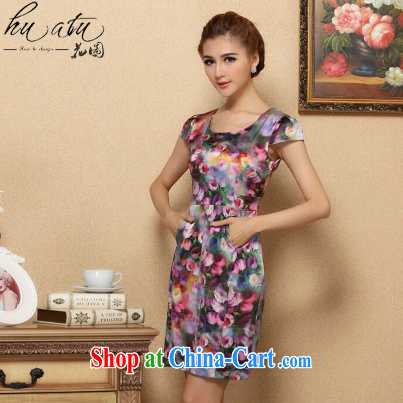 spend the summer, female cool the OSCE with AIDS, silk short-sleeved video thin dresses retro suit sauna Silk Cheongsam dress such as the color 2 XL, figure, and shopping on the Internet
