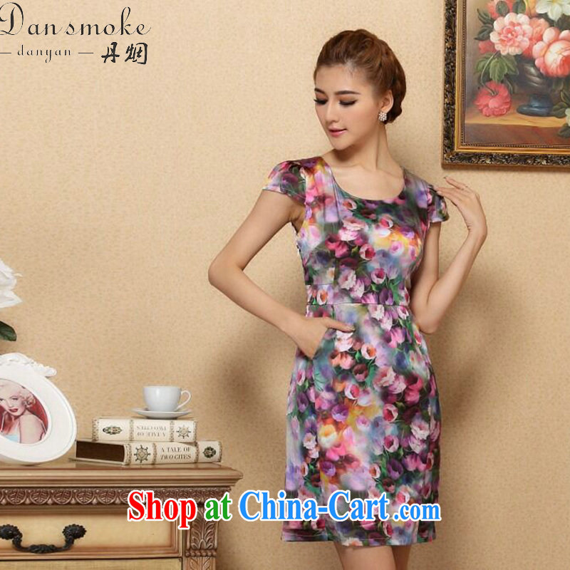 Dan smoke-free summer, female cool the OSCE with AIDS, silk short-sleeved video thin dresses retro suit sauna Silk Cheongsam dress such as the color 2 XL, Bin Laden smoke, shopping on the Internet