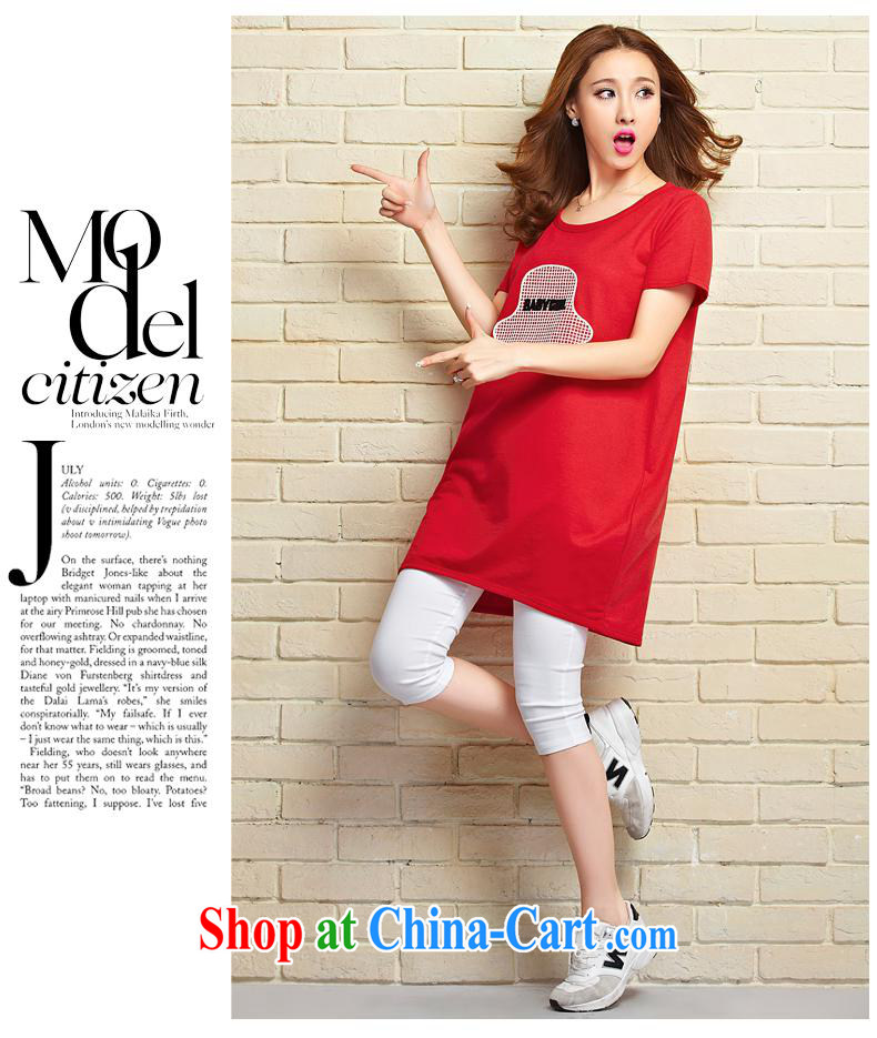 Summer 2015 new female Korean loose the code T shirt hat stamp duty, long T pension red XL pictures, price, brand platters! Elections are good character, the national distribution, so why buy now enjoy more preferential! Health
