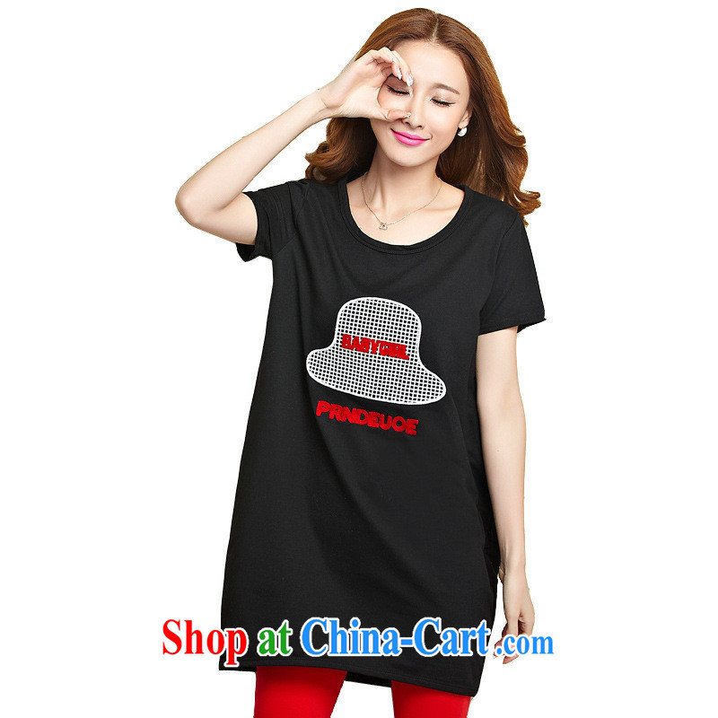 Summer 2015 new female Korean loose the code T shirt hat stamp duty, long T pension red XL, blue rain bow, and shopping on the Internet