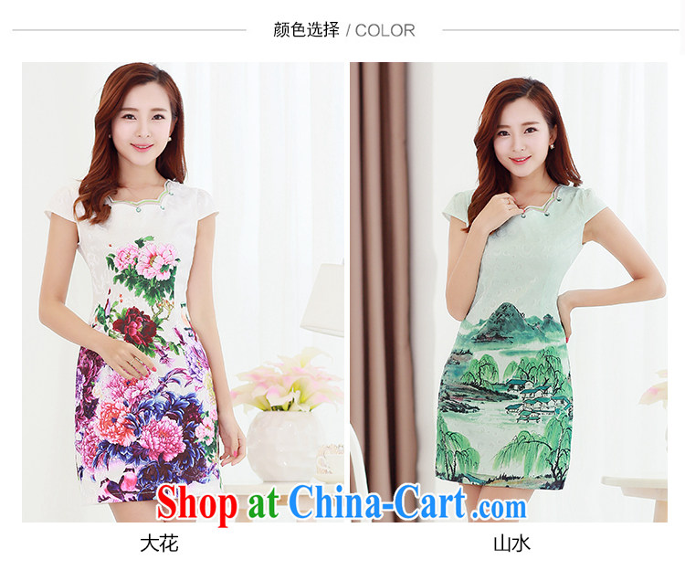 XUAN FENG 2015 summer new Korean Beauty party collar elegant antique stamp stylish women short sleeve cheongsam dress XXL rivers pictures, price, brand platters! Elections are good character, the national distribution, so why buy now enjoy more preferential! Health