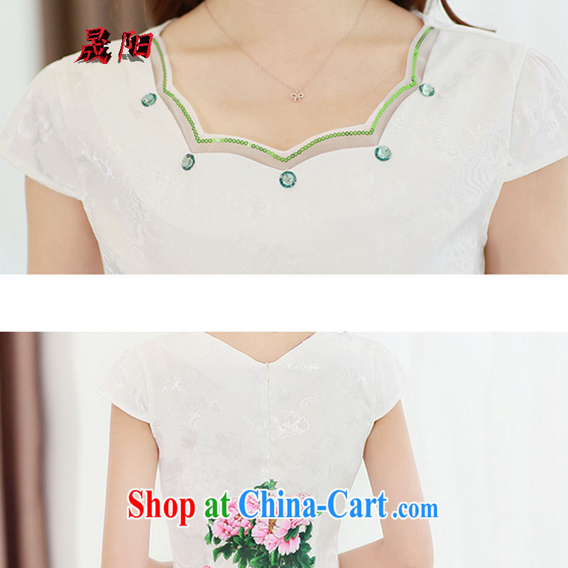 Koo Dae-sung-yang 2015 summer new Korean Beauty party collar elegant antique stamp duty and stylish girl with short-sleeved qipao dresses XXL mountains and rivers, and Sung-yang (shengyang), online shopping
