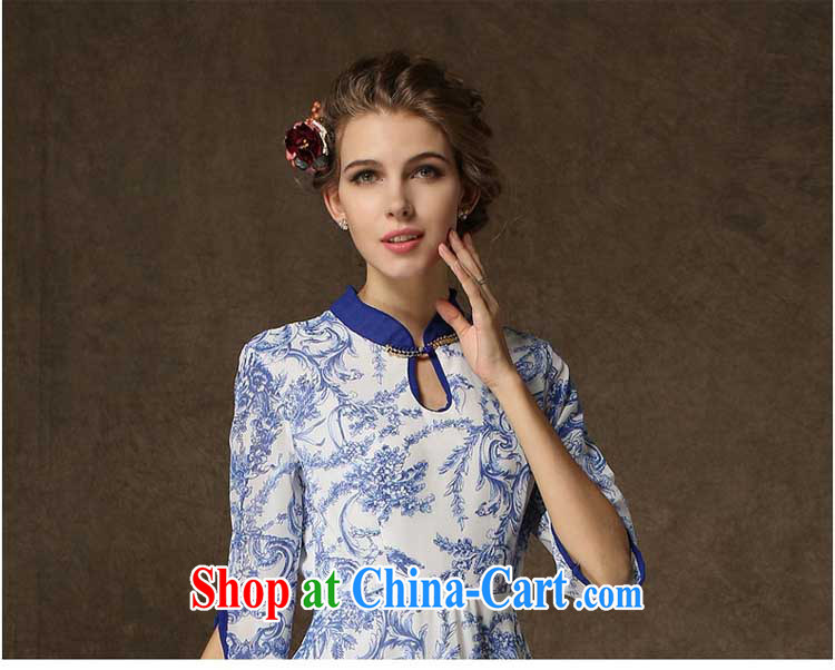 Let Bai beauty 2015 new retro beauty graphics thin ice woven stamp cheongsam dress female QP 605 #blue XL pictures, price, brand platters! Elections are good character, the national distribution, so why buy now enjoy more preferential! Health