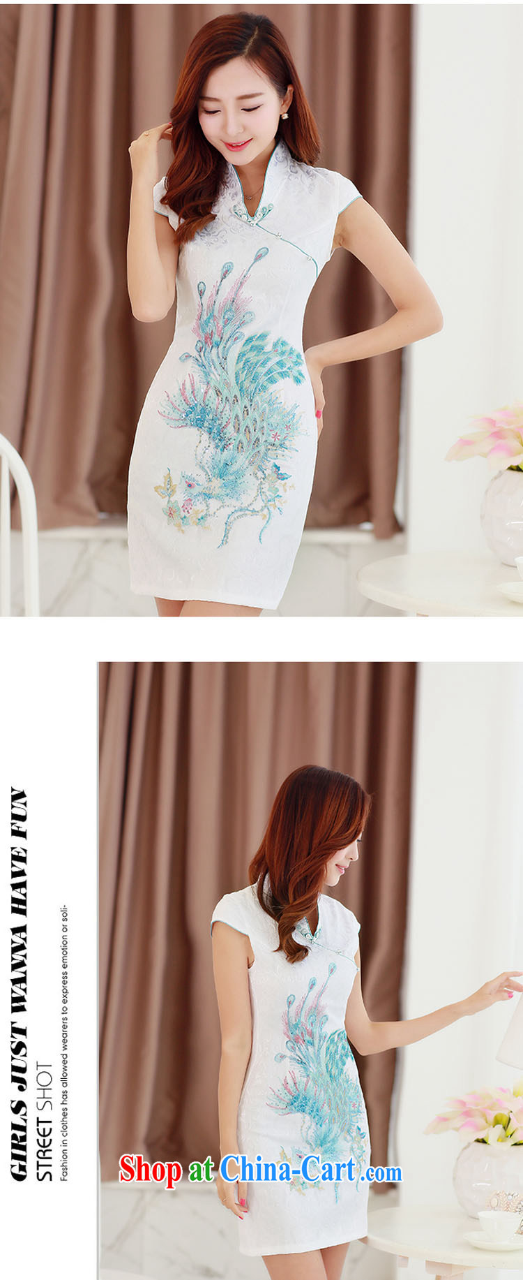 XUAN FENG 2015 summer new Korean beauty, for beautiful embroidered Stylish retro women's clothing short sleeve cheongsam dress beige XXL pictures, price, brand platters! Elections are good character, the national distribution, so why buy now enjoy more preferential! Health