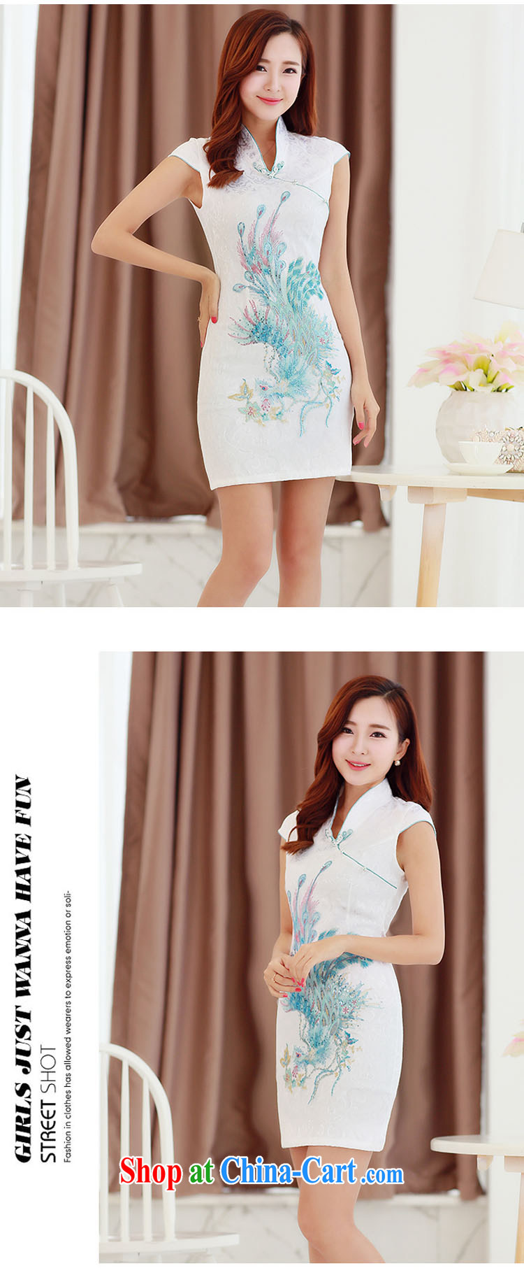 XUAN FENG 2015 summer new Korean beauty, for beautiful embroidered Stylish retro women's clothing short sleeve cheongsam dress beige XXL pictures, price, brand platters! Elections are good character, the national distribution, so why buy now enjoy more preferential! Health