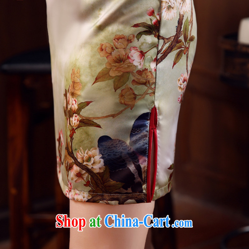 Morning dresses, new 2015 summer retro short improved stylish sauna silk silk Chinese qipao Choo Mui suit XXL, morning land, shopping on the Internet