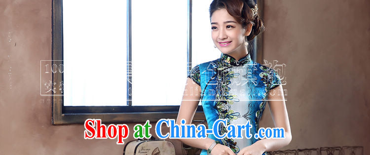 Morning dresses, new 2015 summer retro short improved stylish sauna silk silk Chinese qipao blue-blue L pictures, price, brand platters! Elections are good character, the national distribution, so why buy now enjoy more preferential! Health
