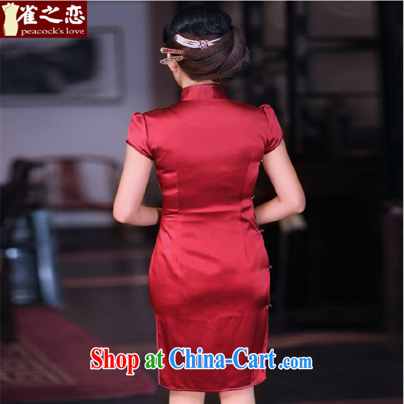 Close deals with women's clothing * birds of the land at first, like spring 2015 the new hand-painted Lotus retro wedding toast clothing qipao QD 670 XXL red, blue rain bow, and shopping on the Internet