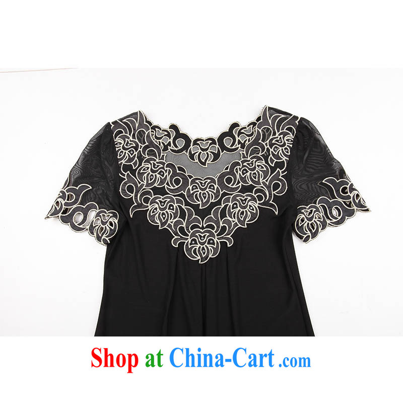 Health concerns women * law Alice Ho Miu Ling Nethersole stunning 2014 summer new, older women's clothing dresses embroidered MOM load the code female decoration, graphics thin black 4 XL, blue rain bow, and shopping on the Internet