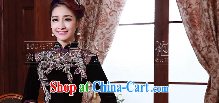 Early Morning, spring and autumn 2015 new stylish improvements in antique cuff luxury manually staple Pearl velvet cheongsam dress purple XXL pictures, price, brand platters! Elections are good character, the national distribution, so why buy now enjoy more preferential! Health