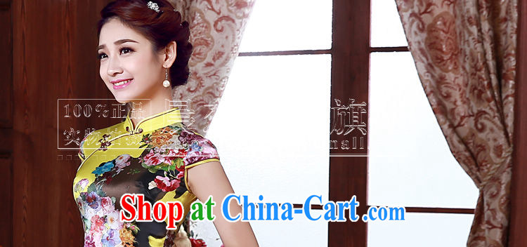 Morning dresses, new summer retro short improved stylish sauna silk silk Chinese qipao dress yellow Peony yellow M pictures, price, brand platters! Elections are good character, the national distribution, so why buy now enjoy more preferential! Health