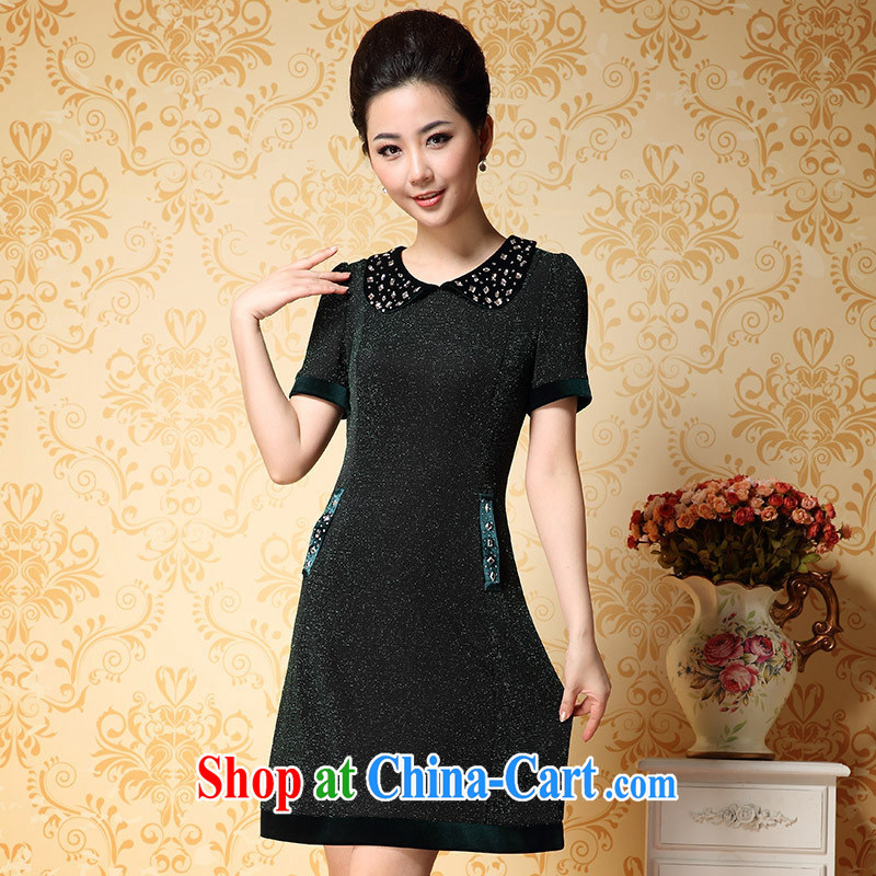 Health concerns women * law Alice Ho Miu Ling Nethersole stunning Summer new, older women's clothing dresses beauty is the mother load short-sleeved skirt summer female deep purple 4 XL, blue rain bow, and shopping on the Internet