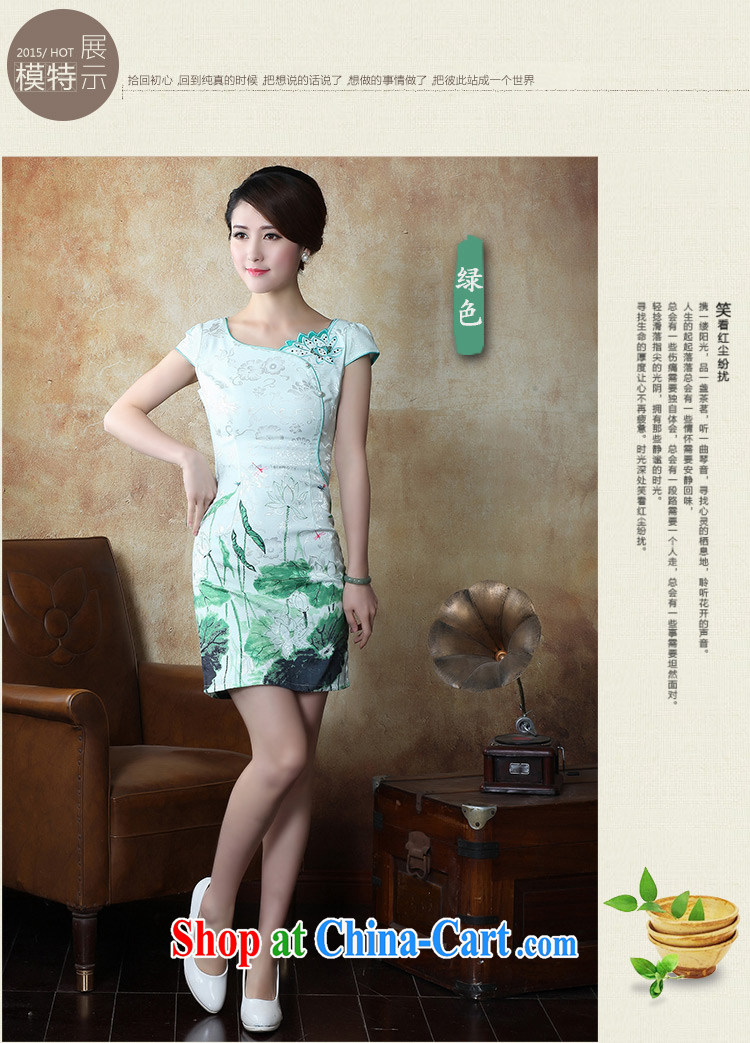 2015 National wind New Tang is stylish and improved Daily Beauty sexy cheongsam dress 632 green XL pictures, price, brand platters! Elections are good character, the national distribution, so why buy now enjoy more preferential! Health