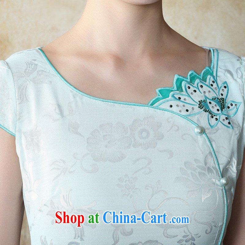 2015 National wind New Tang is stylish and improved Daily Beauty sexy cheongsam dress 632 green XL, micro-ching, and shopping on the Internet