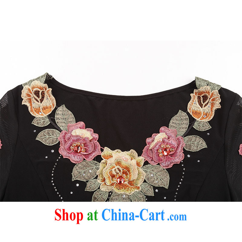 Health concerns women * law Alice Ho Miu Ling Nethersole in stunning older women summer short-sleeved T-shirt T-shirts large, female embroidered V for 2015 spring and summer new black 4 XL, blue rain bow, and, on-line shopping