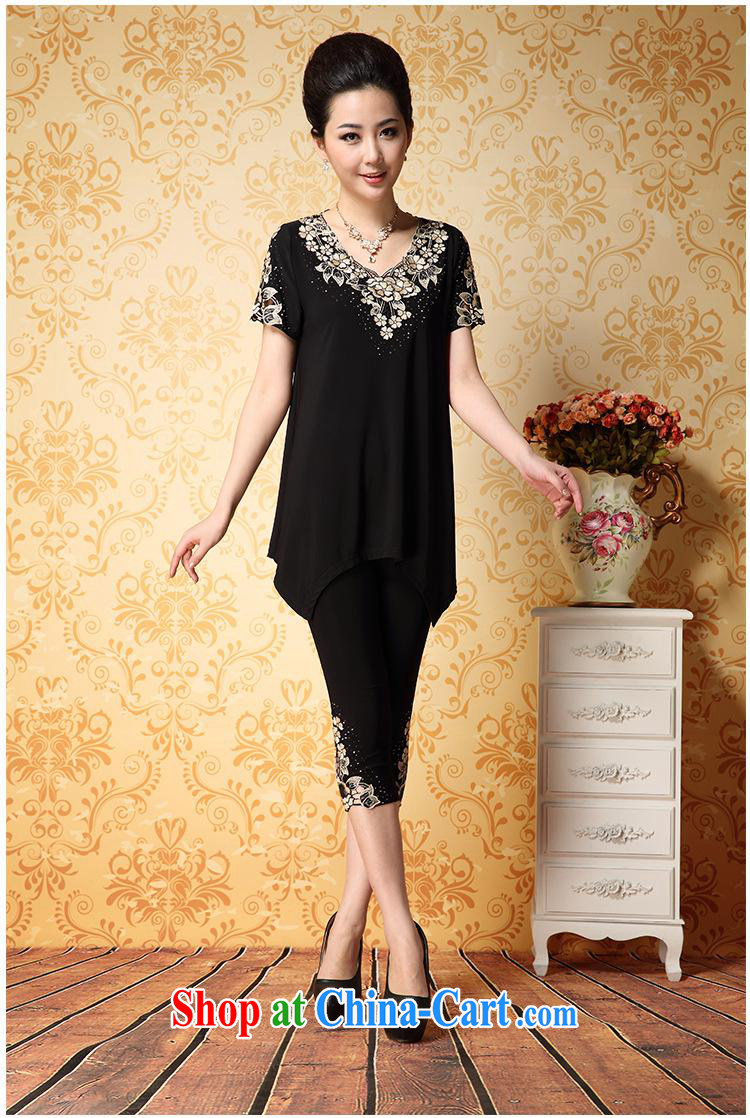 Health concerns women * In 2015 older summer short sleeve shirt T embroidery high quality embroidered loose mask poverty video thin MOM load the code female black 4 XL pictures, price, brand platters! Elections are good character, the national distribution, so why buy now enjoy more preferential! Health