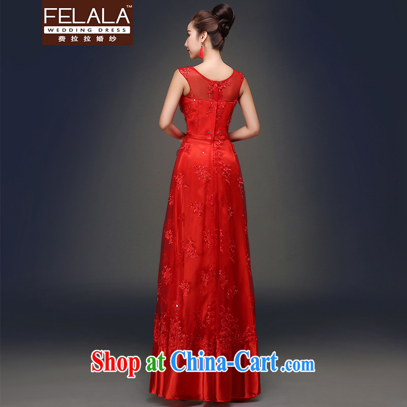 Ferrara 2015 spring and summer New Classic sweet round-collar shoulders with embroidery lace dress XL Suzhou shipping, La wedding (FELALA), shopping on the Internet