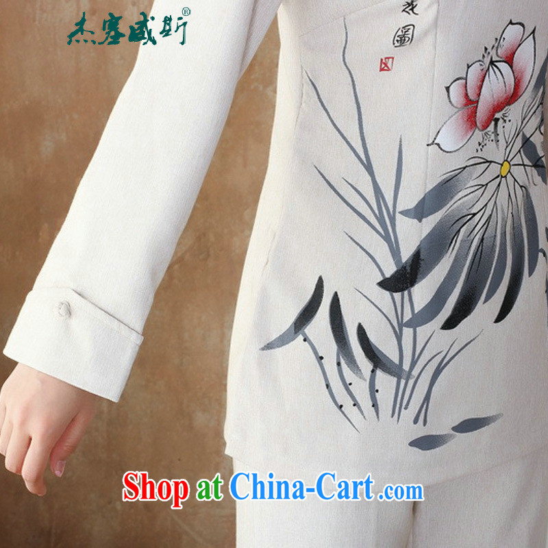 The Jessup, and women's clothes hand-painted, for manual for long-sleeved Chinese T-shirt shirt Elasticated waist trousers 2508 silver gray T-shirt 4 XL, Jessup, and shopping on the Internet