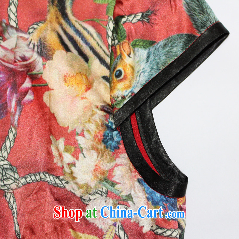 Bong-amphibious Ori-in early summer 2015 summer New Silk Cheongsam floral retro beauty heavy Silk Cheongsam dress DQ 1543 XXL suit, Bong-amphibious and, shopping on the Internet