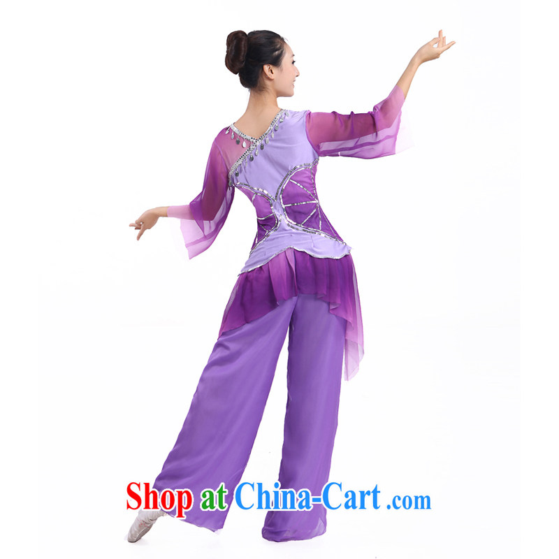 Spring 2015 new costumes classical dance clothing ethnic performances Yangge serving serving Oi-lin said that fairies stage costumes Fan Dance clothing, Old Square dance package purple XXL, diffuse Connie's, online shopping