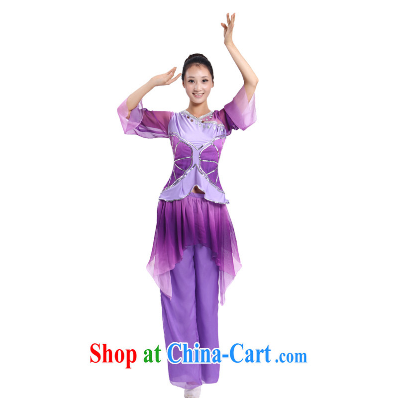 Spring 2015 new costumes classical dance clothing ethnic performances Yangge serving serving Oi-lin said that fairies stage costumes Fan Dance clothing, Old Square dance package purple XXL, diffuse Connie's, online shopping