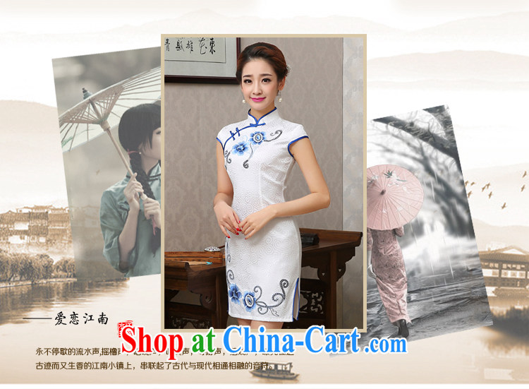 2015 spring and summer, embroidery cheongsam short video thin package and improved lady cheongsam dress daily serving white M pictures, price, brand platters! Elections are good character, the national distribution, so why buy now enjoy more preferential! Health