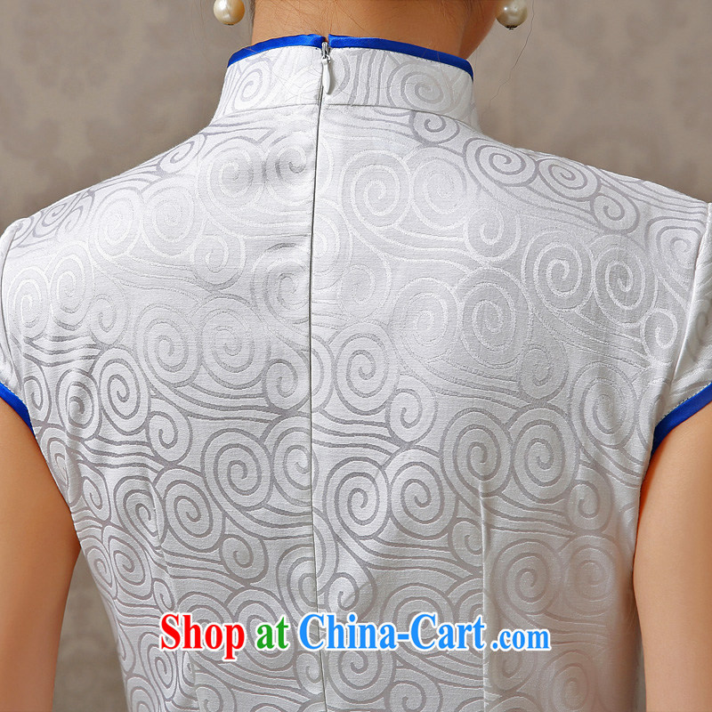 2015 spring and summer, embroidery cheongsam short video thin package and improved lady cheongsam dress daily serving white M, Taylor Martin (TAILEMARTIN), shopping on the Internet