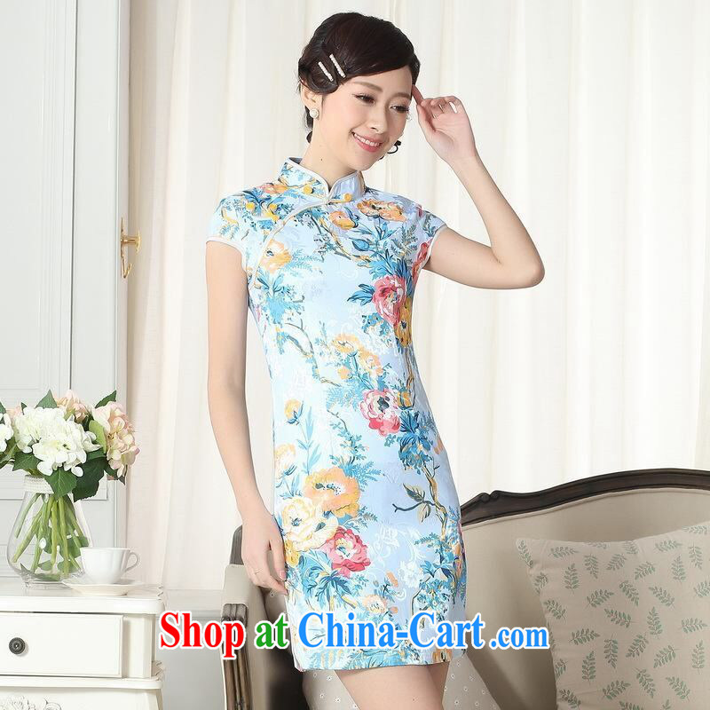An Jing jacquard cotton daily Chinese qipao cultivating short cheongsam picture color 2 XL, facilitating Jing, shopping on the Internet