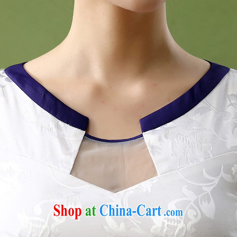 The CYD HO Kwun Tong' King's 2015 improved stylish everyday dresses summer new, Retro stamp female dresses QD 4128 white M, Sau looked Tang, shopping on the Internet