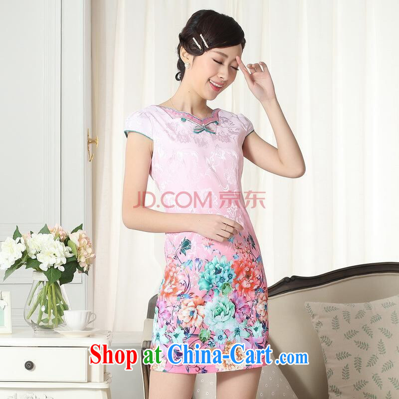 And Jing Ge new summer elegance Chinese qipao improved graphics thin short cheongsam picture color 2 XL