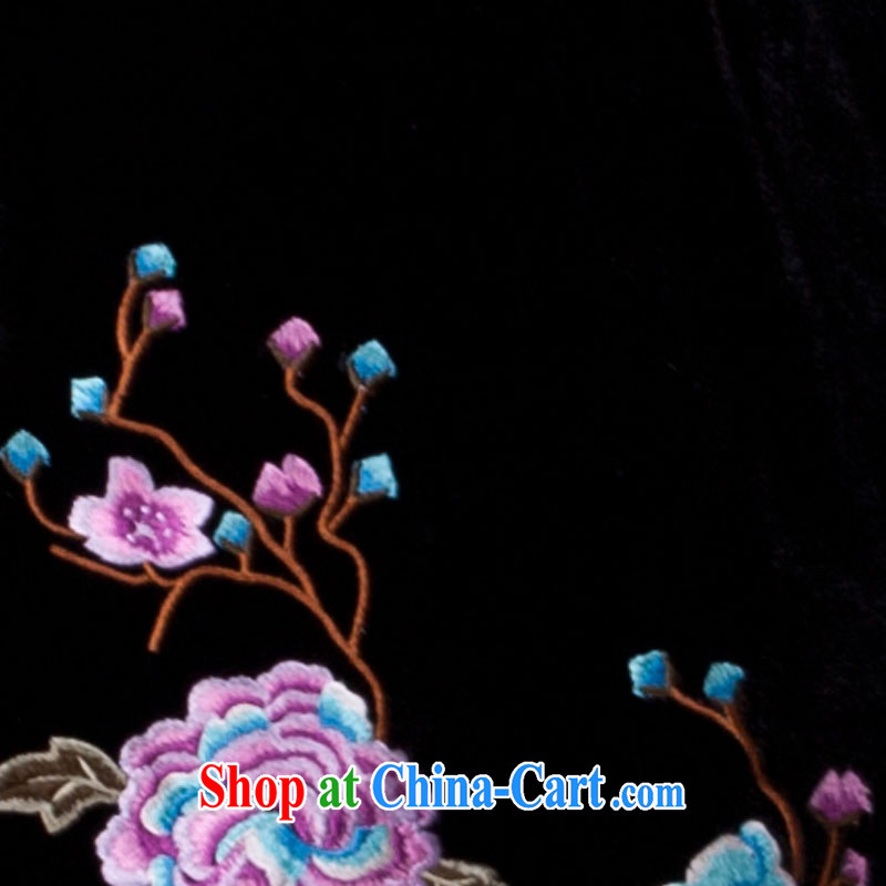 Cyd Ho Kwun Tong floating Death of purple Orchid cuff in upscale velvet cheongsam/retro 2015 spring mom long, ceremonial G 272,139 black S, Sau looked Tang, shopping on the Internet