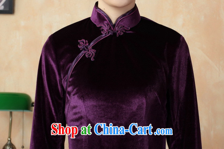 Bin Laden smoke-free Chinese cheongsam dress New solid color-stretch-velvet cheongsam 7 cuff improved cheongsam - C green 3 XL pictures, price, brand platters! Elections are good character, the national distribution, so why buy now enjoy more preferential! Health