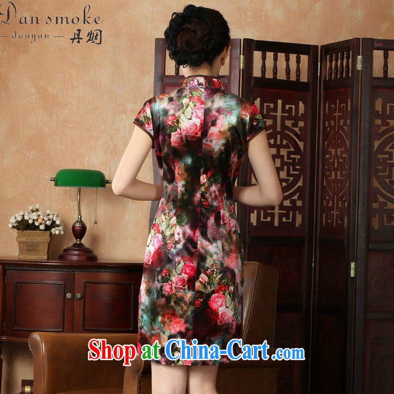 Bin Laden smoke-free goods Tang Women's clothes summer new stretch the wool painting style Chinese improved classic short-sleeved short cheongsam as color L, Bin Laden smoke, shopping on the Internet