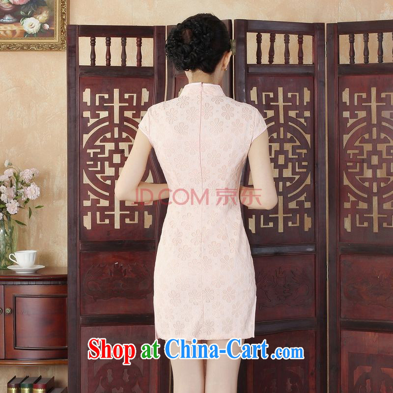 Joseph cotton Lady Jane, stylish and refined beauty lace short cheongsam dress new Chinese qipao gown - B pink XXL, Joseph cotton, shopping on the Internet