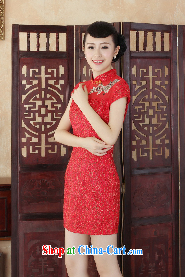 Joseph cotton Lady Jane, stylish and refined beauty lace short cheongsam dress new Chinese qipao gown yellow XXL pictures, price, brand platters! Elections are good character, the national distribution, so why buy now enjoy more preferential! Health