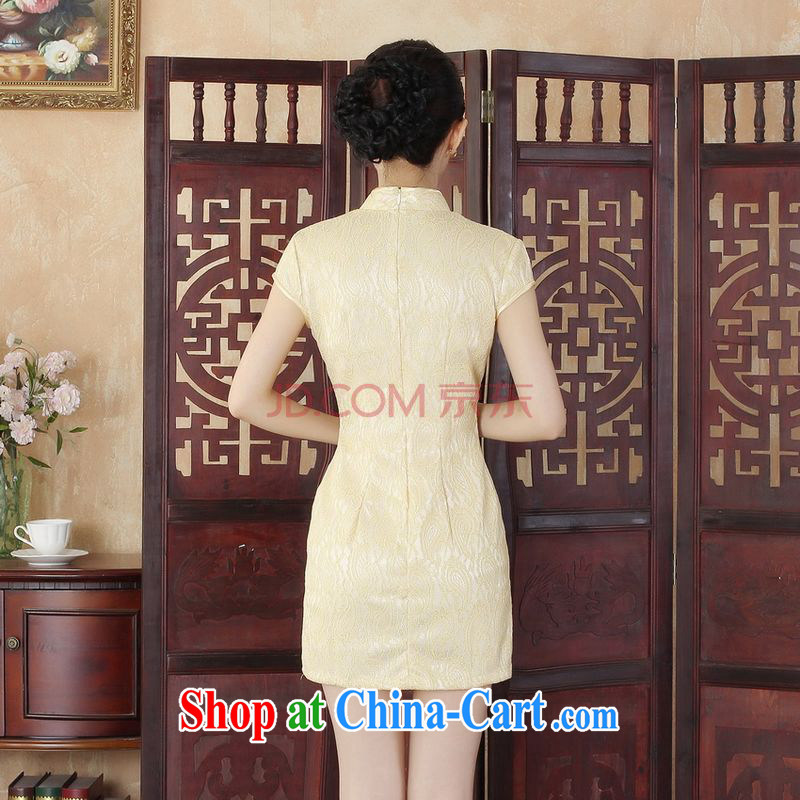 Joseph cotton Lady Jane, stylish and refined beauty lace short cheongsam dress new Chinese qipao gown yellow XXL, Joseph cotton, shopping on the Internet