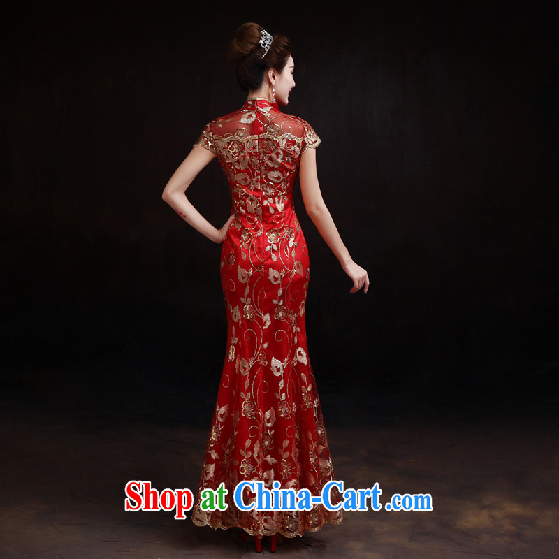 Dumping the married Yi 2015 Spring and Autumn new bride's toast clothing qipao married long retro improved cultivation crowsfoot red XXL, dumping the married Yi, shopping on the Internet