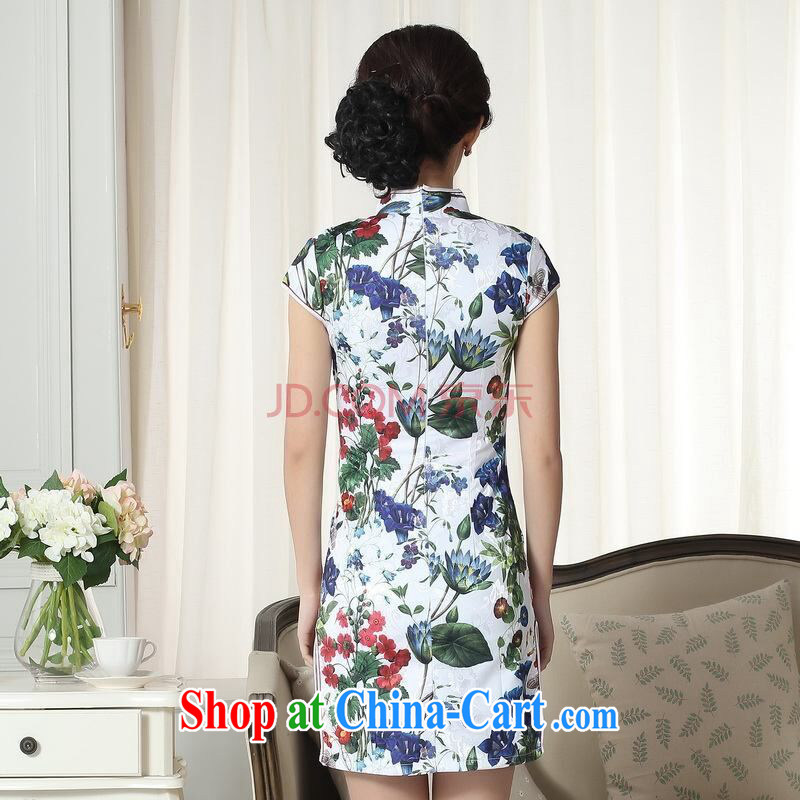 And Jing Ge lady stylish jacquard cotton cultivating short cheongsam dress new Chinese qipao gown picture color 2 XL, Jing Ge, shopping on the Internet