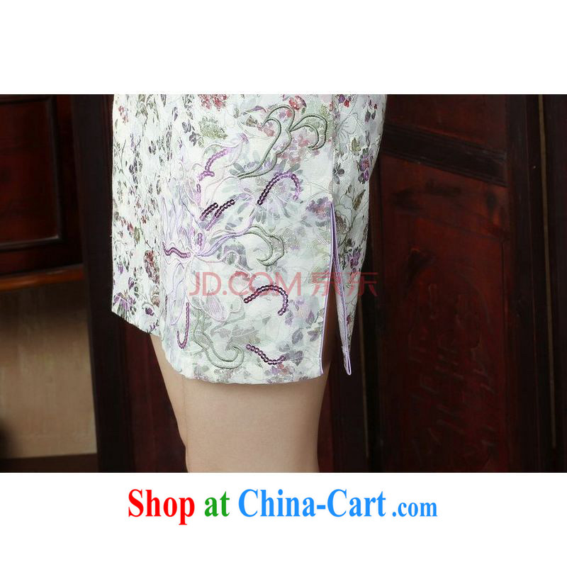 Joseph cotton robes, Ms. Tang is improved summer dresses V collar embroidered a waist dress dresses picture color XXL, Joseph cotton, shopping on the Internet