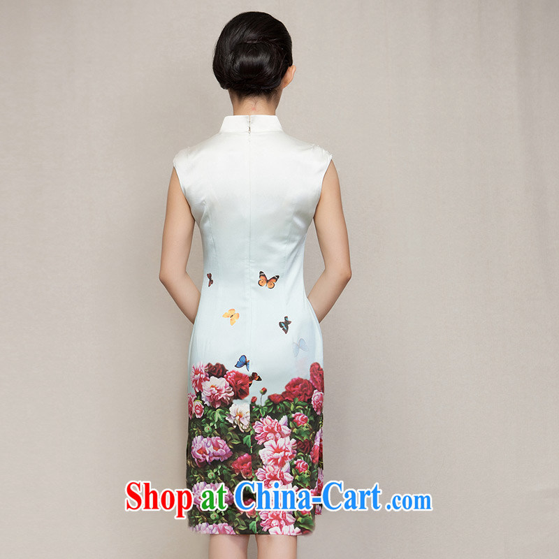 Wood is really the female 2015 spring new Chinese cultivating improved cheongsam dress Silk Dresses summer 15 21,817 light green XXL, wood really has, shopping on the Internet