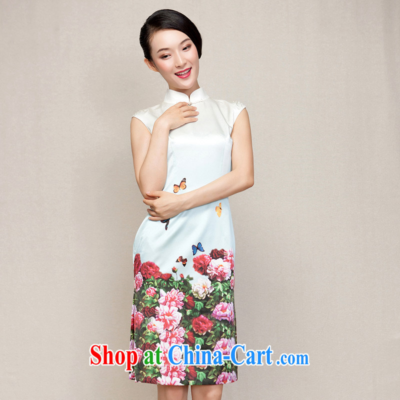 Wood is really the female 2015 spring new Chinese cultivating improved cheongsam dress Silk Dresses summer 15 21,817 light green XXL, wood really has, shopping on the Internet