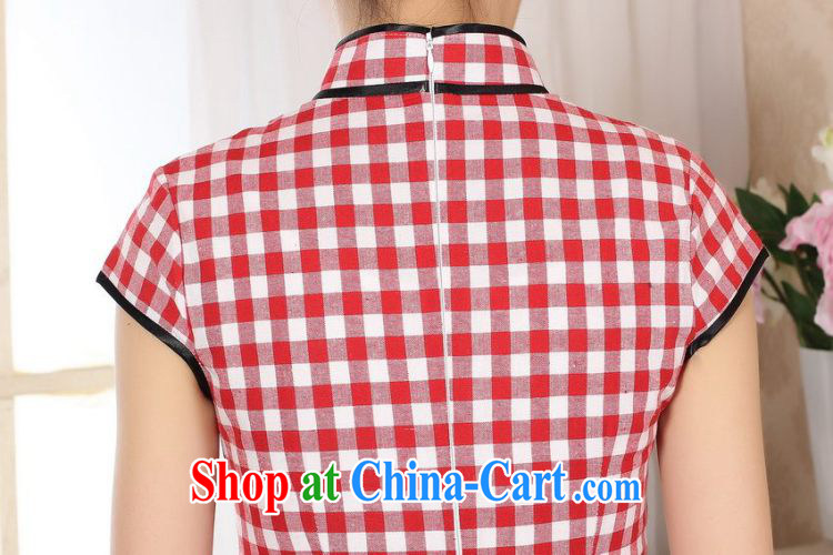Joseph cotton swab the retro checked short-sleeved qipao improved daily republic linen clothes summer dresses skirts D 0247 - B Blue on white grid XXL pictures, price, brand platters! Elections are good character, the national distribution, so why buy now enjoy more preferential! Health