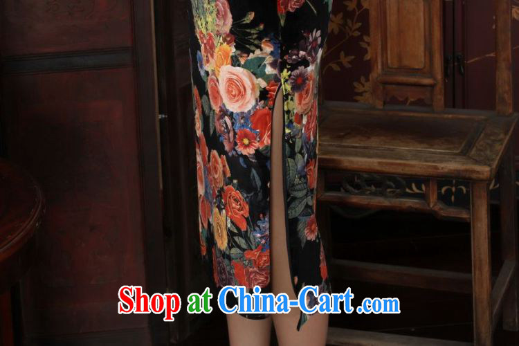 Joseph's new-stretch-velvet peony flower long cheongsam autumn and winter dresses, dresses picture color XXL pictures, price, brand platters! Elections are good character, the national distribution, so why buy now enjoy more preferential! Health