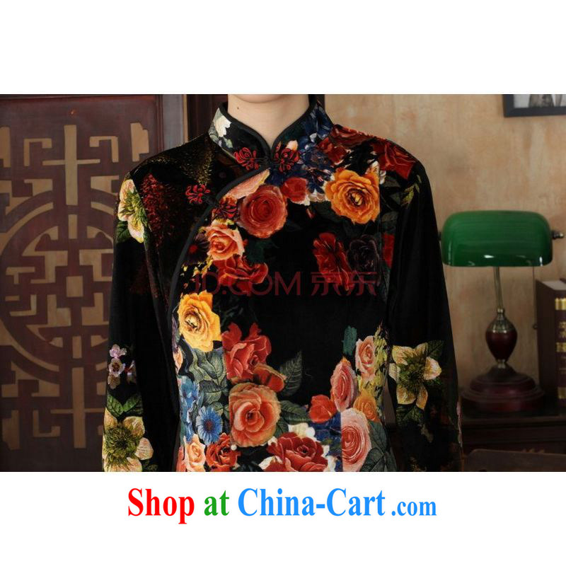 Joseph's cotton New-stretch-velvet peony flower long cheongsam autumn and winter dresses, dresses picture color XXL mien, Joseph, and shopping on the Internet