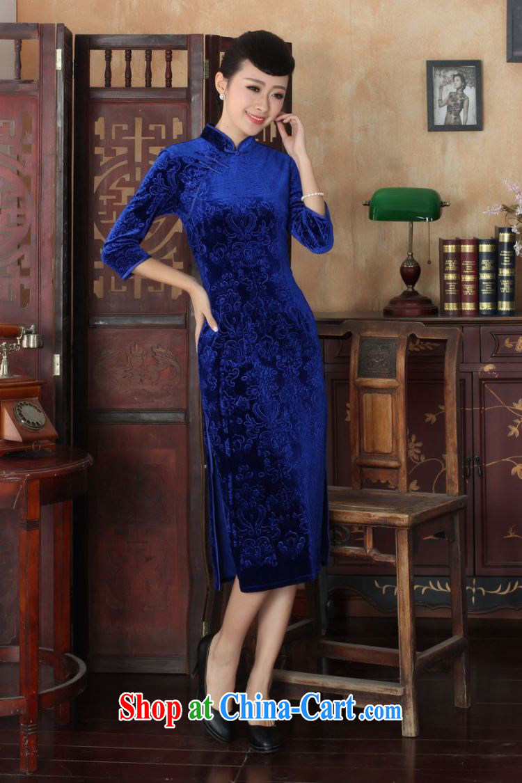 Joseph's new-stretch-velvet dresses in 7 sub-cuff fall and winter dresses, dresses, blue XXL pictures, price, brand platters! Elections are good character, the national distribution, so why buy now enjoy more preferential! Health