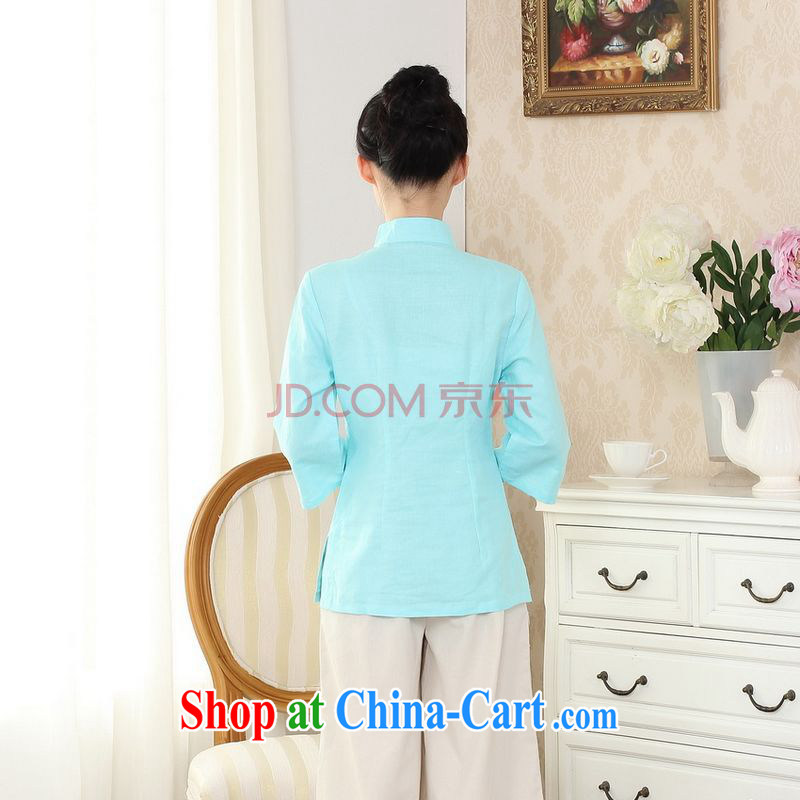 Uh, Ms. JOSEPH Tang Women's clothes summer T-shirt, cotton for the hand-painted Chinese Han-female improved Tang on the cuff - C XXL sky blue cotton, Joseph, and shopping on the Internet