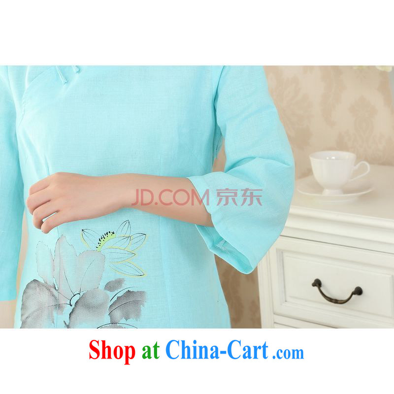 Uh, Ms. JOSEPH Tang Women's clothes summer T-shirt, cotton for the hand-painted Chinese Han-female improved Tang on the cuff - C XXL sky blue cotton, Joseph, and shopping on the Internet